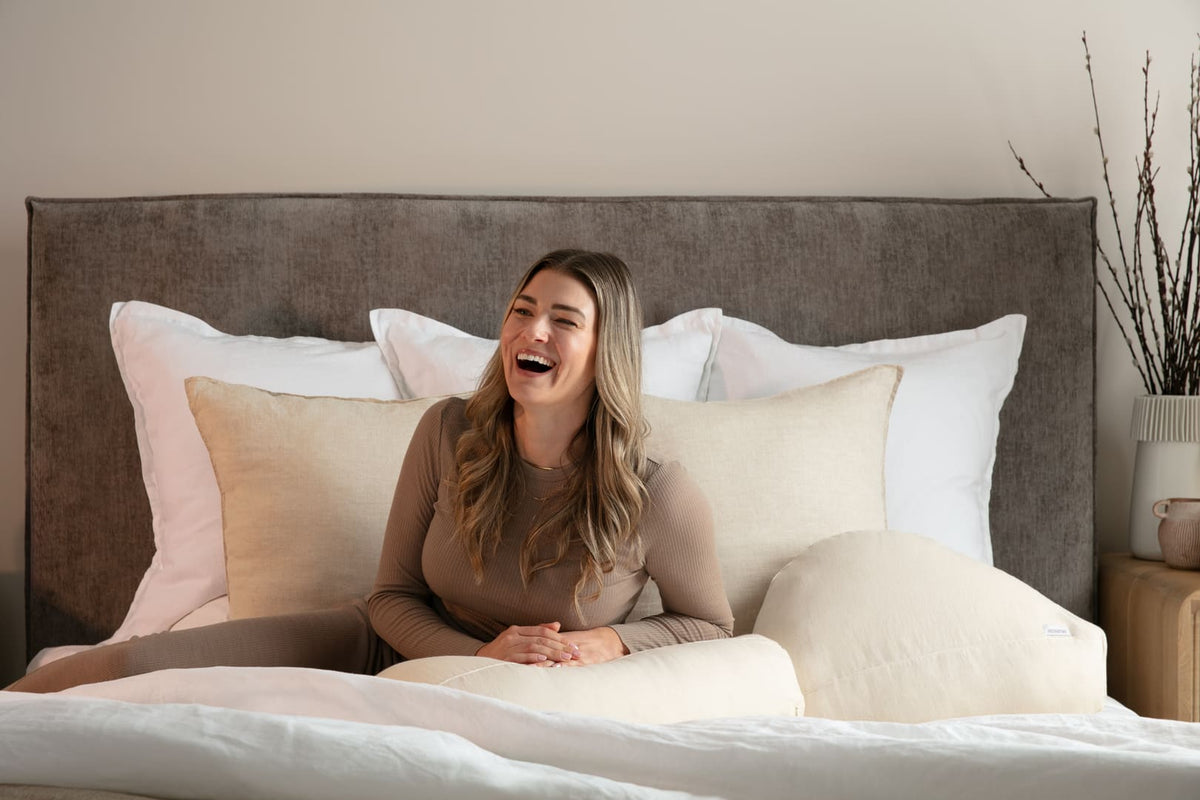 Amarae sleep pillows styled as functional decor in a calming home