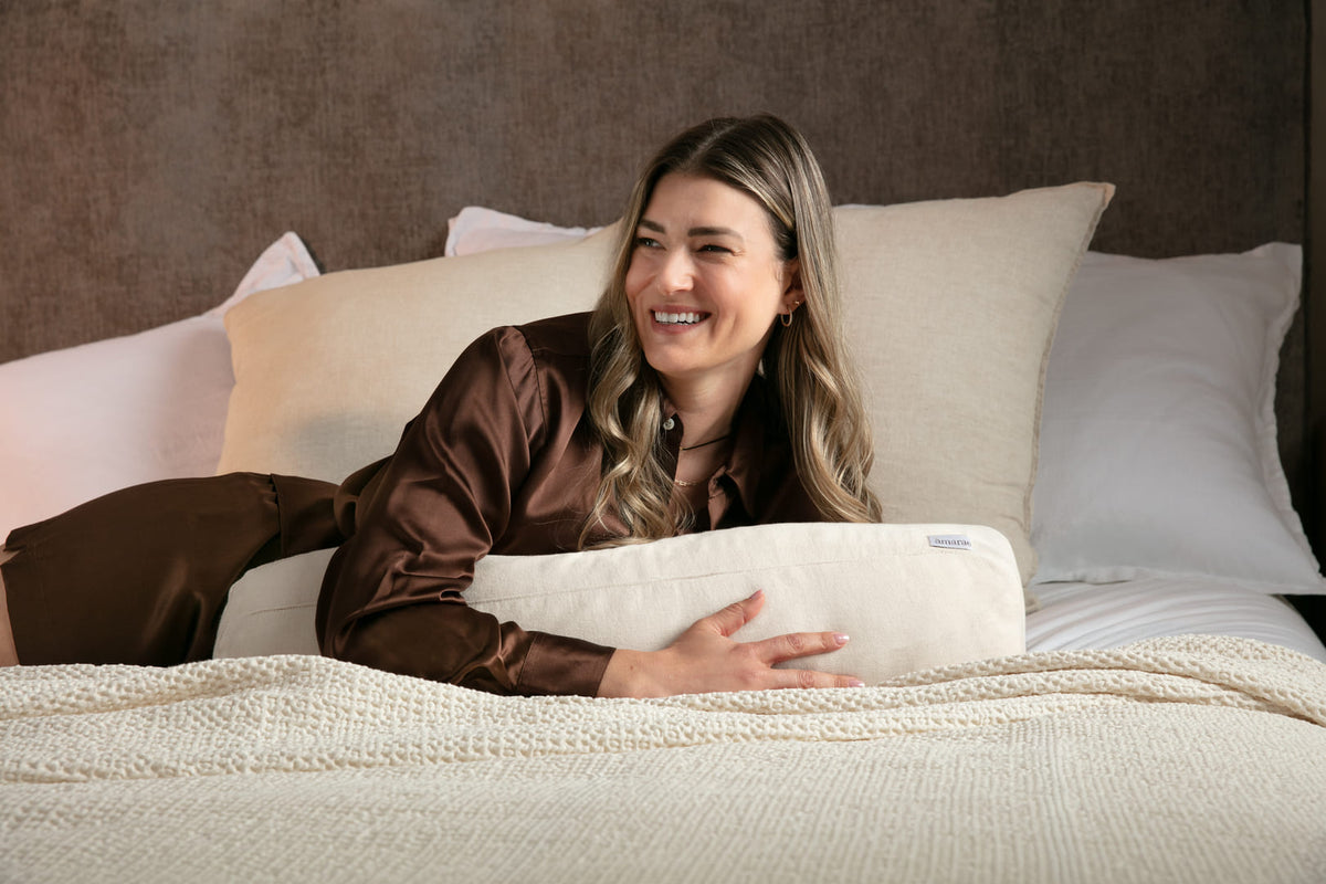 Sculptural Amarae pillow designed to support everyday resting rituals