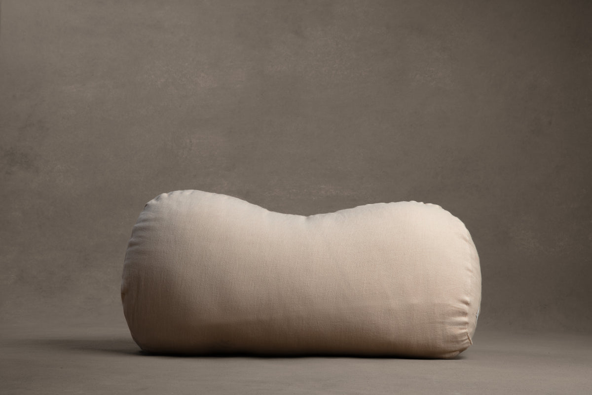 Amarae Guitar lumbar support pillow in natural linen, designed for ergonomic comfort, relaxation, and supportive sleep positioning.